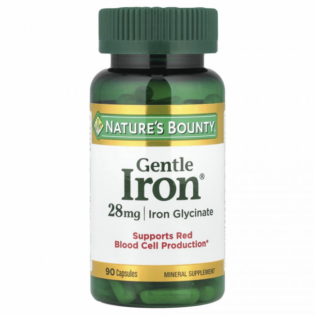 Nature's Bounty, Gentle Iron, железо, 28 мг, 90 капсул Nature's Bounty, Gentle Iron, железо, 28 мг, 90 капсул