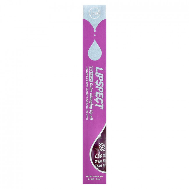J.Cat Beauty, Lipspect Lip Switch, масло для губ, меняющее цвет, LLO 105 Grape Mind Think Alive, 0.1 fl oz (3 ml)