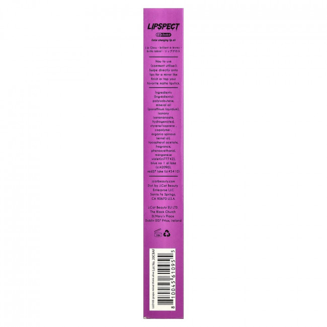 J.Cat Beauty, Lipspect Lip Switch, масло для губ, меняющее цвет, LLO 105 Grape Mind Think Alive, 0.1 fl oz (3 ml)