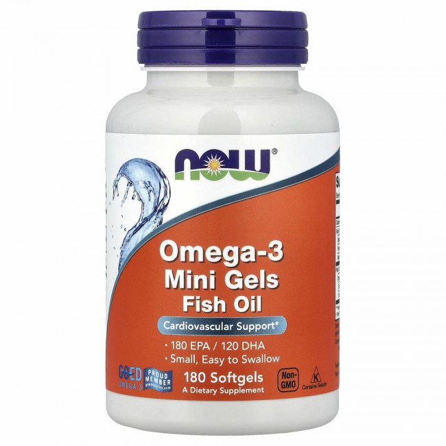 NOW Foods, жирные кислоты омега-3 в мини-капсулах, 180 ЭПК / 120 ДГК, 180 капсул NOW Foods, жирные кислоты омега-3 в мини-капсулах, 180 ЭПК / 120 ДГК, 180 капсул