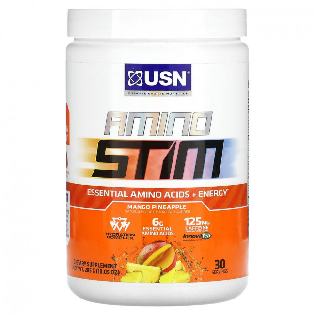 USN, Amino Stim, незаменимые аминокислоты и энергия, манго и ананас, 285 г (10,05 унции) USN, Amino Stim, незаменимые аминокислоты и энергия, манго и ананас, 285 г (10,05 унции)