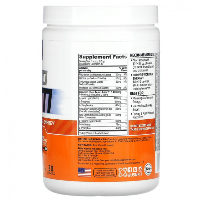 USN, Amino Stim, незаменимые аминокислоты и энергия, манго и ананас, 285 г (10,05 унции) USN, Amino Stim, незаменимые аминокислоты и энергия, манго и ананас, 285 г (10,05 унции)