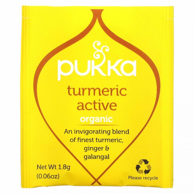 Pukka Herbs, Organic Turmeric Active, без кофеина, 20 пакетиков травяного чая, 36 г (1,27 унции)