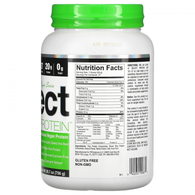 PEScience, Vegan Series, Select Protein, вкус ванили, 756 г (26,7 унции) PEScience, Vegan Series, Select Protein, вкус ванили, 756 г (26,7 унции)