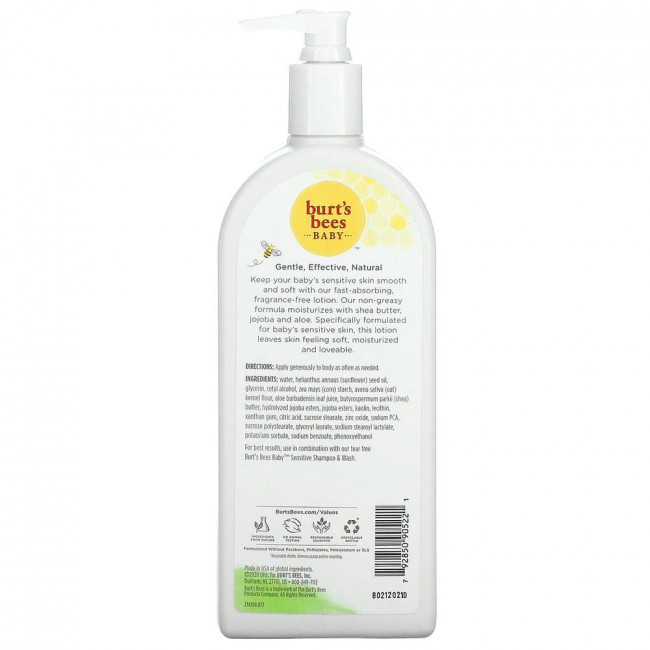 Burt's Bees, Baby, ультра нежный лосьон с алоэ, для чувствительной кожи, 340,1 г (12 унций)