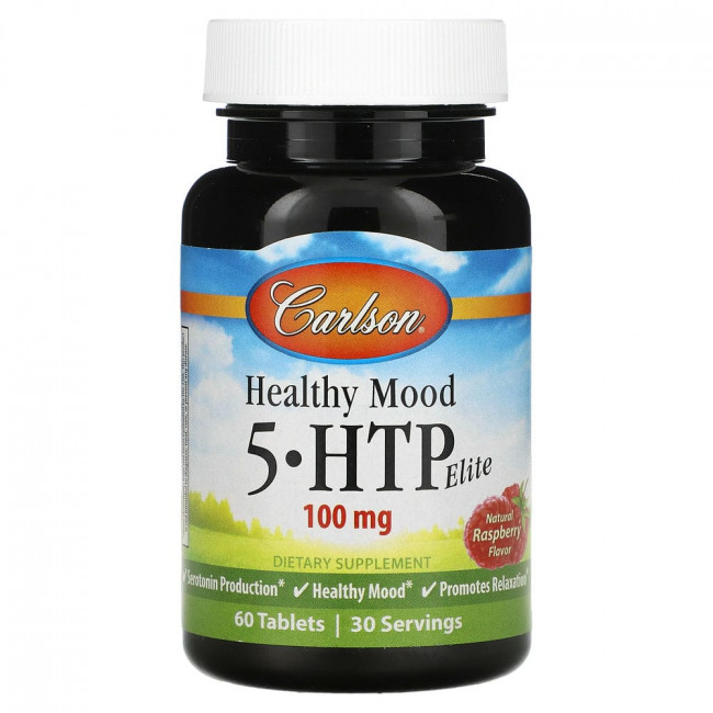 Carlson, Healthy Mood, 5-HTP Elite, натуральная малина, 50 мг, 60 таблеток