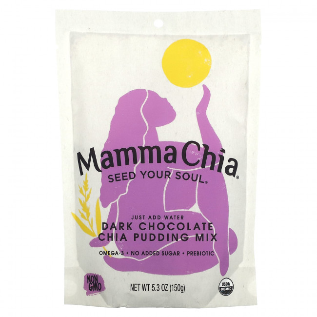 Mamma Chia, Смесь для пудинга с чиа, темный шоколад, 150 г (5,3 унции) Mamma Chia, Смесь для пудинга с чиа, темный шоколад, 150 г (5,3 унции)