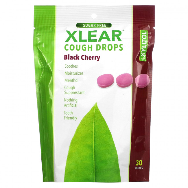 Xlear, Леденцы от кашля без сахара, черная вишня, 30 капель Xlear, Леденцы от кашля без сахара, черная вишня, 30 капель