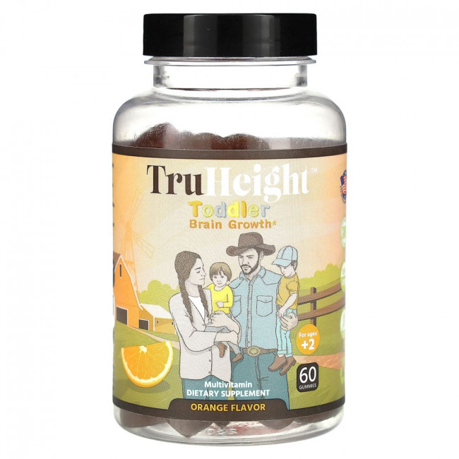 TruHeight, Toddler Brain Growth, For Age +2, Orange, 60 Gummies