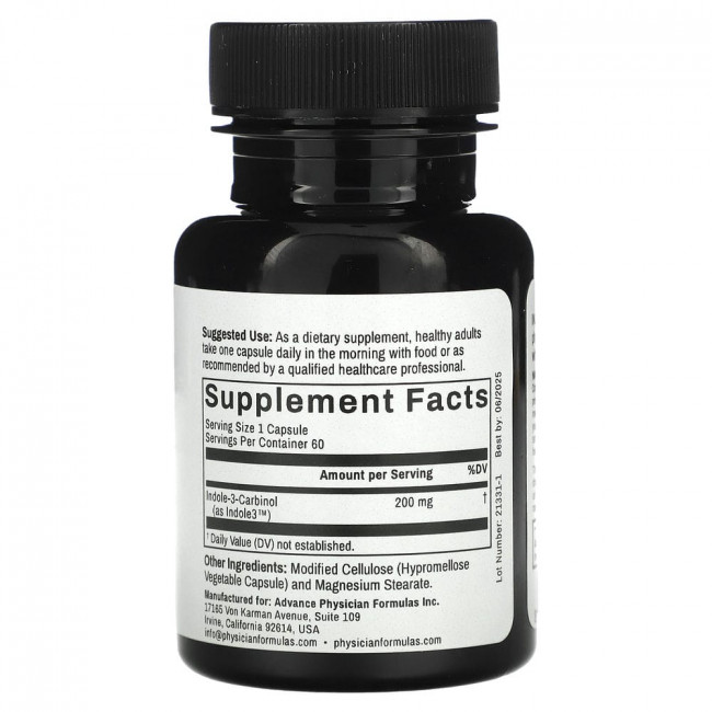 Advance Physician Formulas, индол-3-карбинол, 200 мг, 60 вегетарианских капсул Advance Physician Formulas, индол-3-карбинол, 200 мг, 60 вегетарианских капсул