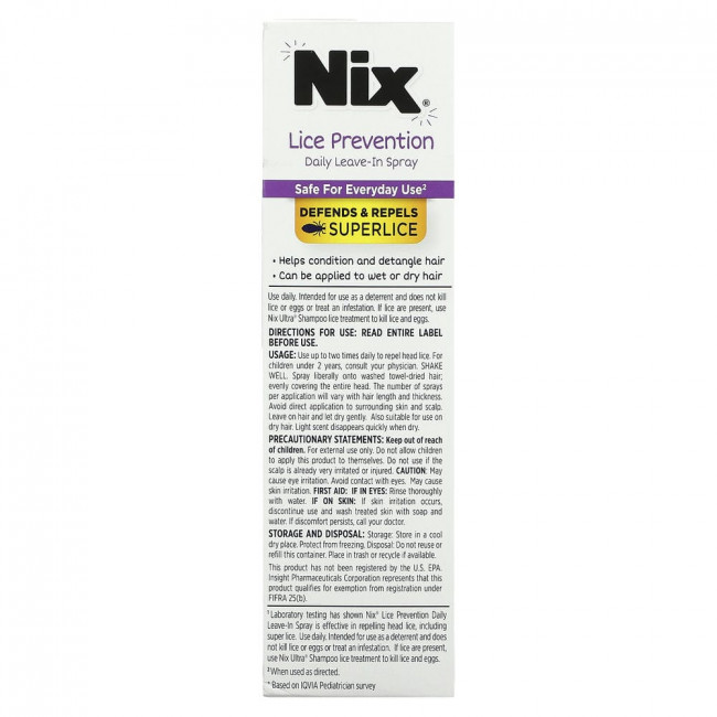 Nix, Lice warning, спрей для ежедневной поддержки, 177,44 мл (6 жидк. унций)