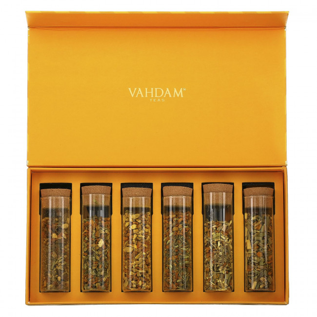 Vahdam Teas, чайные истории, набор чаев с куркумой, 6 штук Vahdam Teas, чайные истории, набор чаев с куркумой, 6 штук