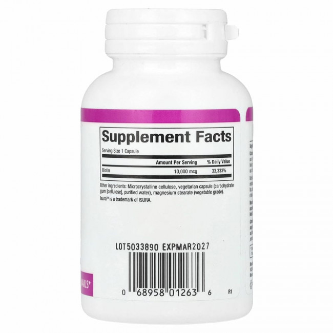 Natural Factors, Биотин повышенной силы действия, 10 000 мкг, 60 вегетарианских капсул