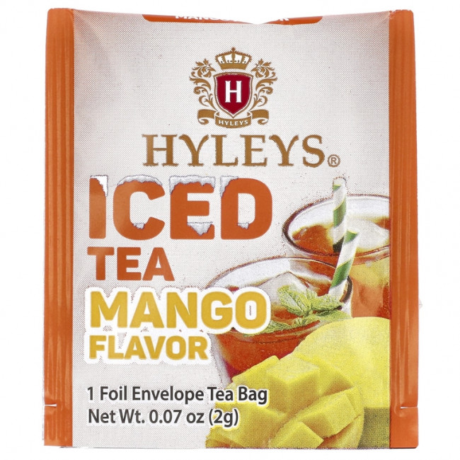 Hyleys Tea, Черный чай со льдом, манго, 20 чайных пакетиков в индивидуальной упаковке, 40 г (1,41 унции)