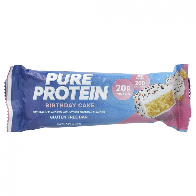Pure Protein, Gluten Free Bars, Birthday Cake, 12 Bars,1.76 oz (50 g) Bars