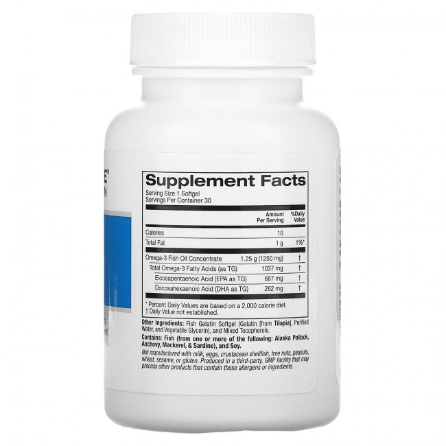 Lake Avenue Nutrition, омега-3, рыбий жир, 30 капсул из рыбьего желатина Lake Avenue Nutrition, омега-3, рыбий жир, 30 капсул из рыбьего желатина