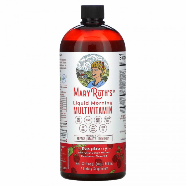 MaryRuth Organics, Жидкий утренний мультивитамин, малина, 946 мл (32 жидк. Унции) MaryRuth Organics, Жидкий утренний мультивитамин, малина, 946 мл (32 жидк. Унции)