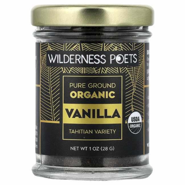 Wilderness Poets, Чистый ванильный порошок, стручки ванили, выращенные на Таити, 28 г (1 унция)