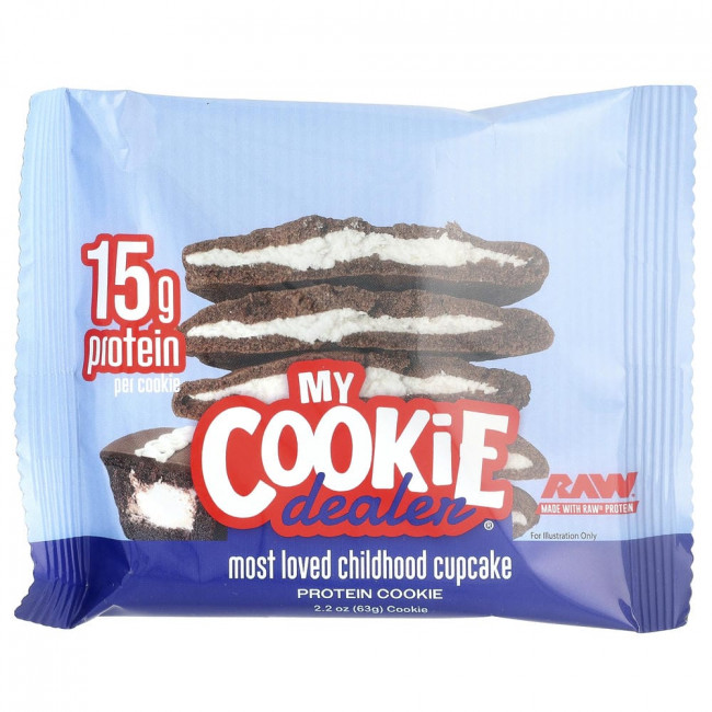 Протеиновое печенье My Cookie Dealer, протеиновое печенье, «Самый любимый кекс детства», 12 штук, по 63 г каждая.