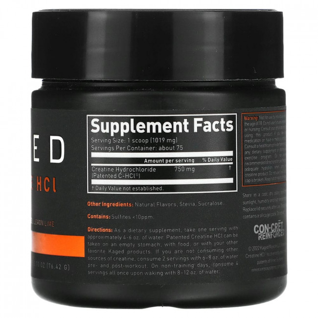 Kaged Muscle, Патентованный C-HCL креатин, лимон и лайм, 2,70 унц. (76,425 г) Kaged Muscle, Патентованный C-HCL креатин, лимон и лайм, 2,70 унц. (76,425 г)