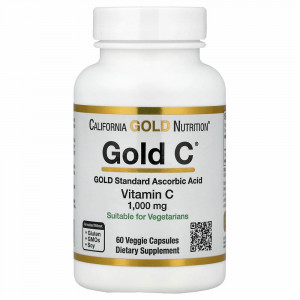 California Gold Nutrition, Gold C, витамин C, 1000 мг, 60 вегетарианских капсул