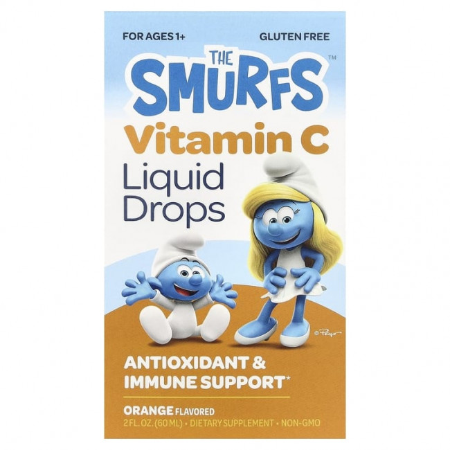 The Smurfs, витамин C в каплях, для детей от 1 года, апельсин, 60 мл (2 жидк. унции)