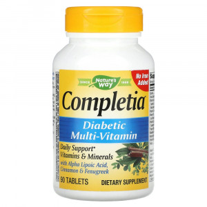 Nature's Way, Completia, комплекс мультивитаминов для диабетиков, без железа, 90 таблеток Nature's Way, Completia, комплекс мультивитаминов для диабетиков, без железа, 90 таблеток