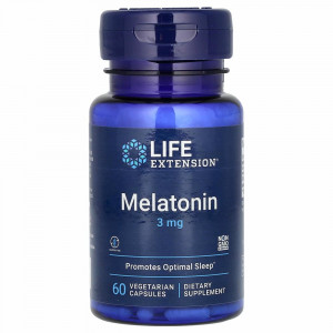 Life Extension, Мелатонин, 3 мг, 60 вегетарианских капсул Life Extension, Мелатонин, 3 мг, 60 вегетарианских капсул