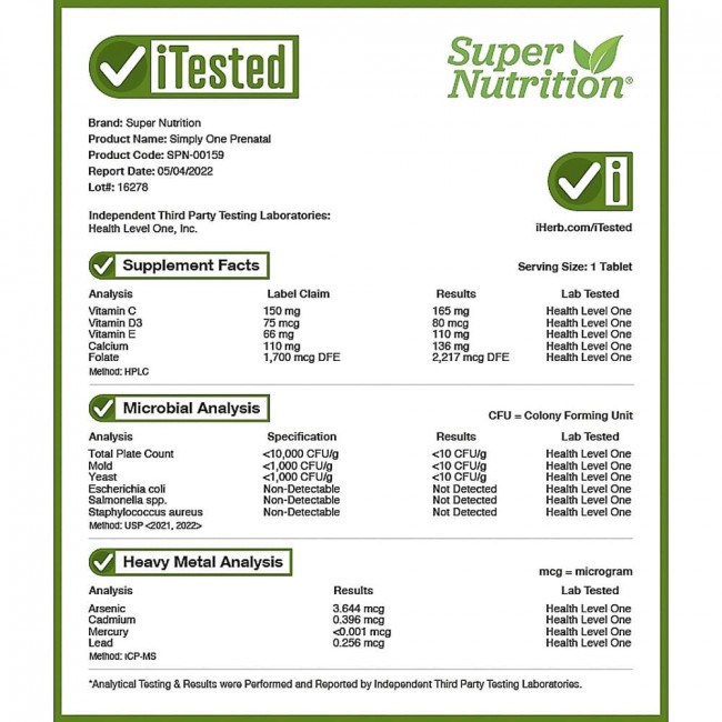 Super Nutrition, Simply One, пренатальные мультивитамины тройного действия, 90 таблеток