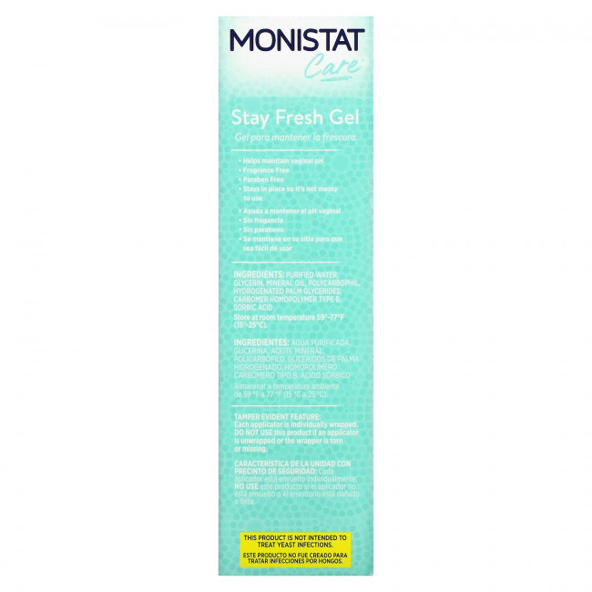 Monistat, Care, контроль запаха, гель Stay Fresh, 4 предварительно заполненных геля-аппликатора, по 2,3 г (0,08 унции)