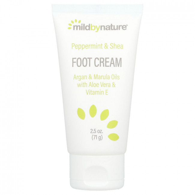 Mild By Nature, крем для ног с перечной мятой, маслом ши, маслами арганы и марулы, 71 г (2,5 унции)