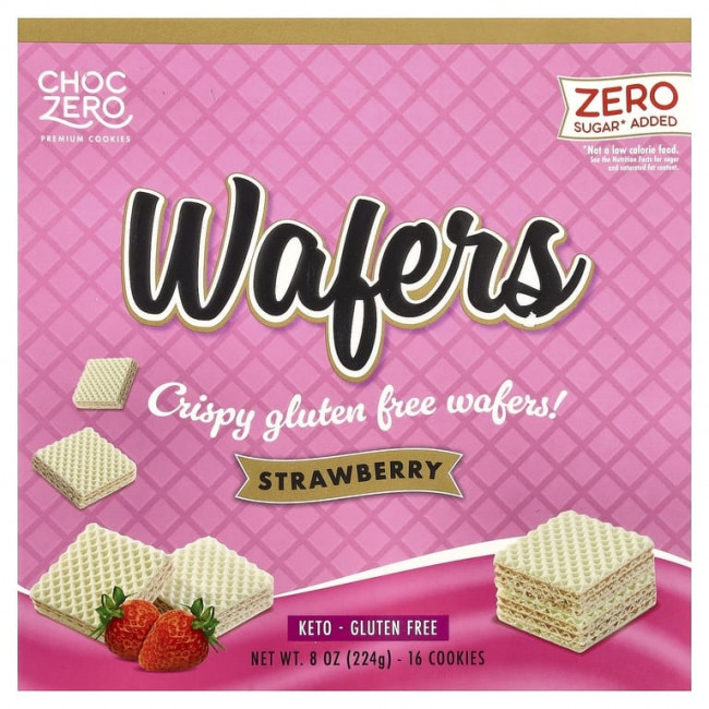 ChocZero, премиальное печенье, вафли, клубника, 16 шт., 224 г (8 унций)