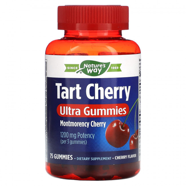 Nature's Way, Tart Cherry, Ultra Gummies, вишня, 400 мг, 75 жевательных таблеток Nature's Way, Tart Cherry, Ultra Gummies, вишня, 400 мг, 75 жевательных таблеток