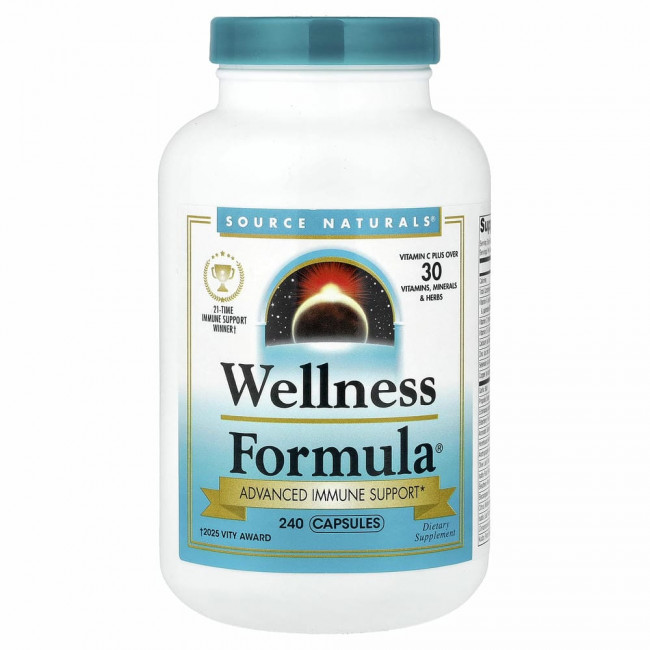 Source Naturals, Wellness Formula, ежедневная иммунная поддержка, 240 капсул Source Naturals, Wellness Formula, ежедневная иммунная поддержка, 240 капсул