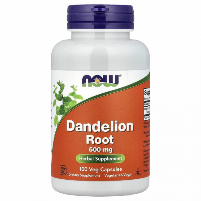 NOW Foods, корень одуванчика, 500 мг, 100 вегетарианских капсул