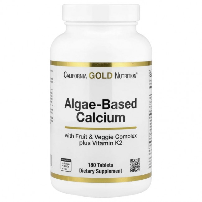 California Gold Nutrition, кальций на основе водорослей, с кальцием, витамином D3 и магнием, органические клубника, малина и голубика, 180 таблеток California Gold Nutrition, кальций на основе водорослей, с кальцием, витамином D3 и магнием, органические клубника, малина и голубика, 180 таблеток