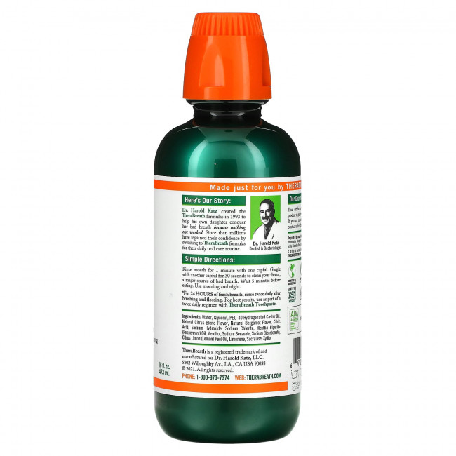 TheraBreath, Fresh Breath, Ополаскиватель для полости рта, мята из тропических лесов, 16 жидких унций (473 мл)