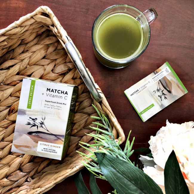 Matcha Road, матча с витамином С, смесь для приготовления напитка, цитрусовые с имбирем, 10 пакетиков по 5 г (0,18 унции)