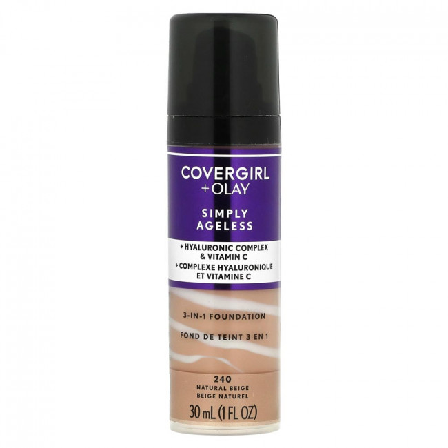 Covergirl, Olay Simply Ageless, тональный крем 3-в-1, оттенок 240 Natural Beige, 30 мл (1 жидкая унция)