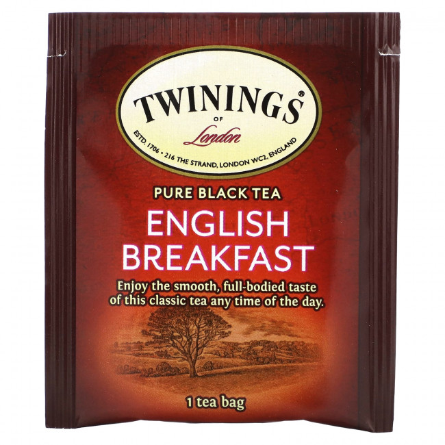 Twinings, Чистый черный чай, английский завтрак, 50 чайных пакетиков, 100 г (3,53 унции) Twinings, Чистый черный чай, английский завтрак, 50 чайных пакетиков, 100 г (3,53 унции)