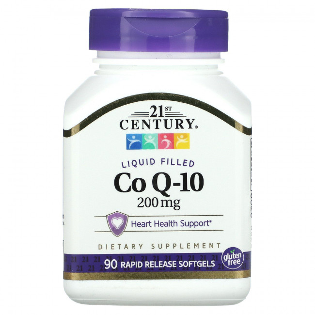 21st Century, жидкий коэнзим Q10, 200 мг, 90 капсул