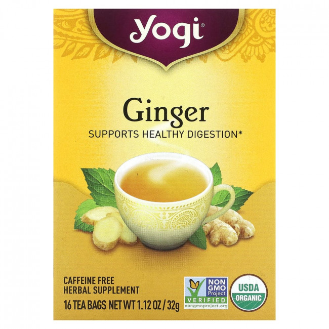 Yogi Tea, Органический имбирь, 16 чайных пакетиков, 32 г (1,12 унции) Yogi Tea, Органический имбирь, 16 чайных пакетиков, 32 г (1,12 унции)