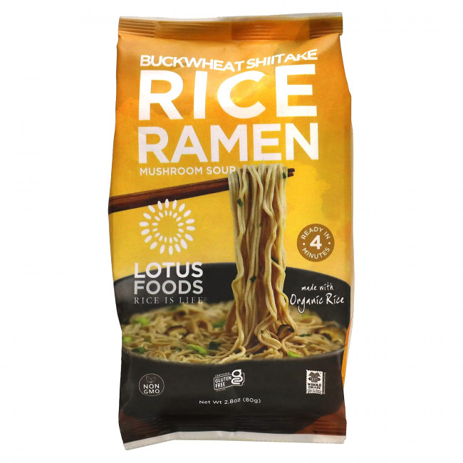 Lotus Foods, Гречка с рисом и шиитаке, рамэн, грибной суп, 80 г (2,8 унции) Lotus Foods, Гречка с рисом и шиитаке, рамэн, грибной суп, 80 г (2,8 унции)