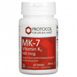 Protocol for Life Balance, MK-7 витамин K2, 160 мкг, 60 таблеток Protocol for Life Balance, MK-7 витамин K2, 160 мкг, 60 таблеток