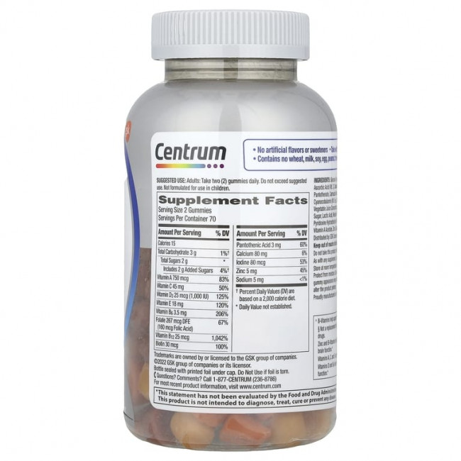 Centrum, Мультивитамины для мужчин старше 50, натуральное фруктовое ассорти, 140 жевательных таблеток