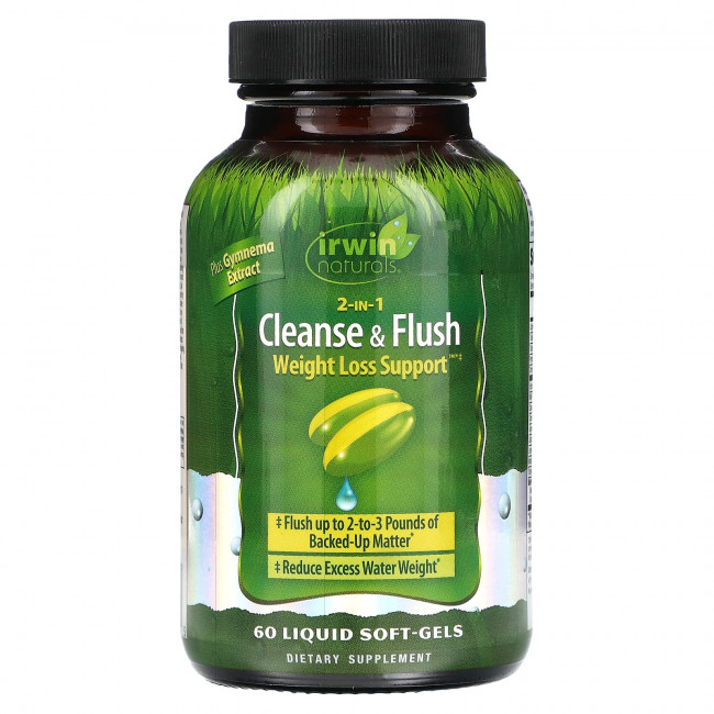 Irwin Naturals, 2-в-1 очищение и поддержка для снижения веса, 60 желатиновых капсул Irwin Naturals, 2-в-1 очищение и поддержка для снижения веса, 60 желатиновых капсул