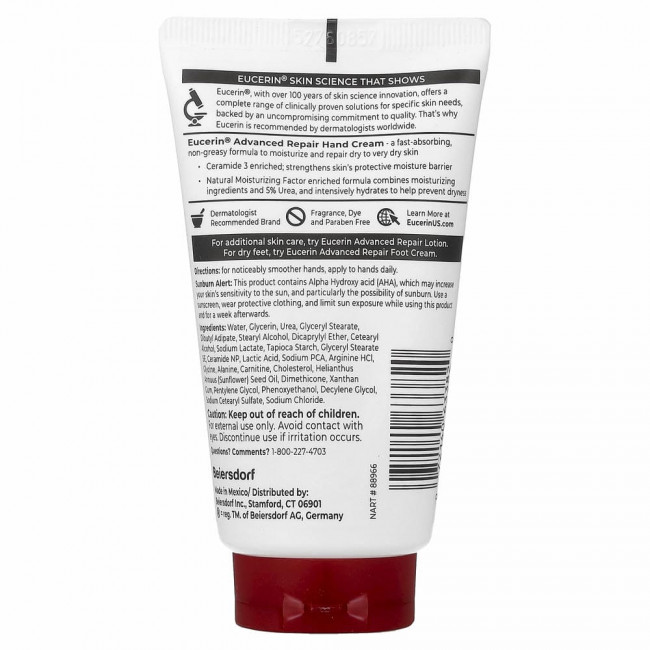 Eucerin, Крем для рук для продвинутого восстановления, без запаха, 2,7 унции (78 г)