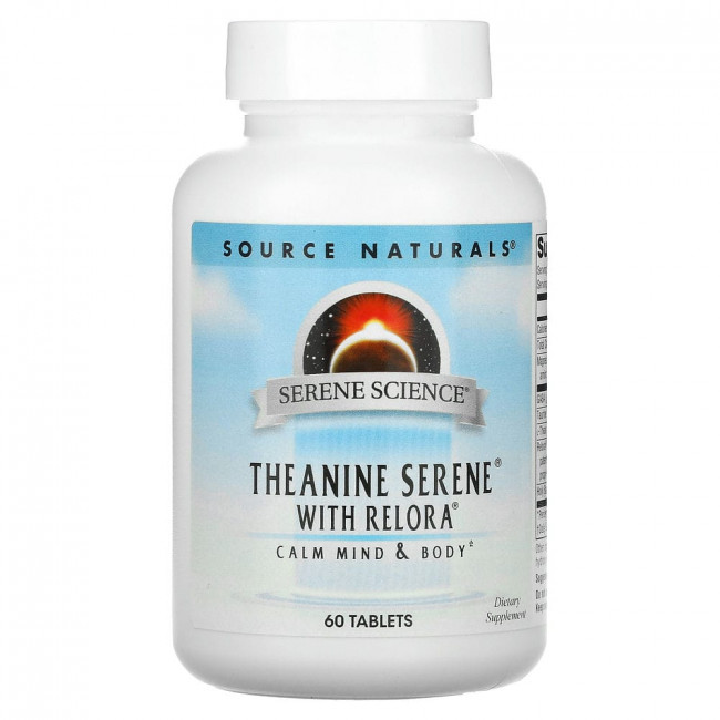 Source Naturals, Serene Science, Theanine Seren, теанин с комплексом Relora, 60 таблеток
