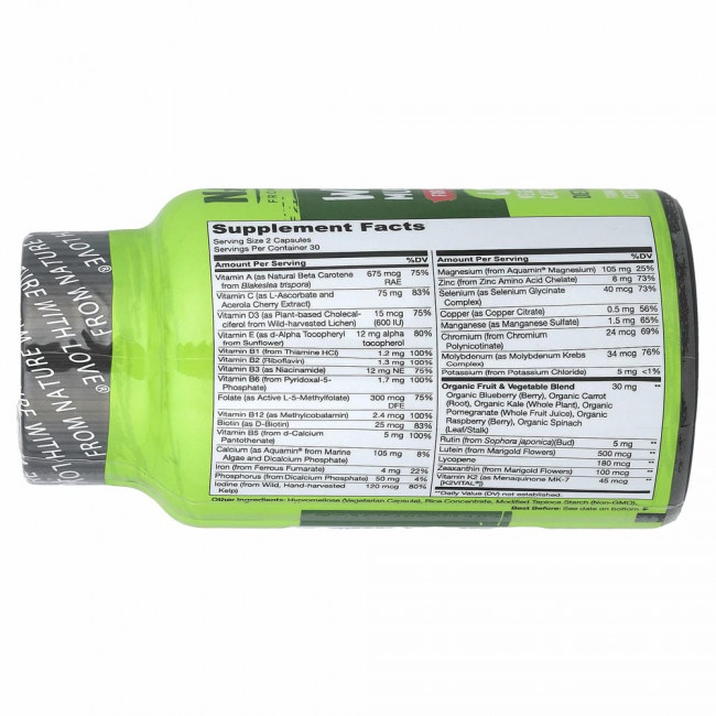 NATURELO, мультивитамины из цельных продуктов для подростков, 60 растительных капсул