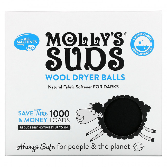 Molly's Suds, шарики для сушки белья, для темных тканей, 3 штуки